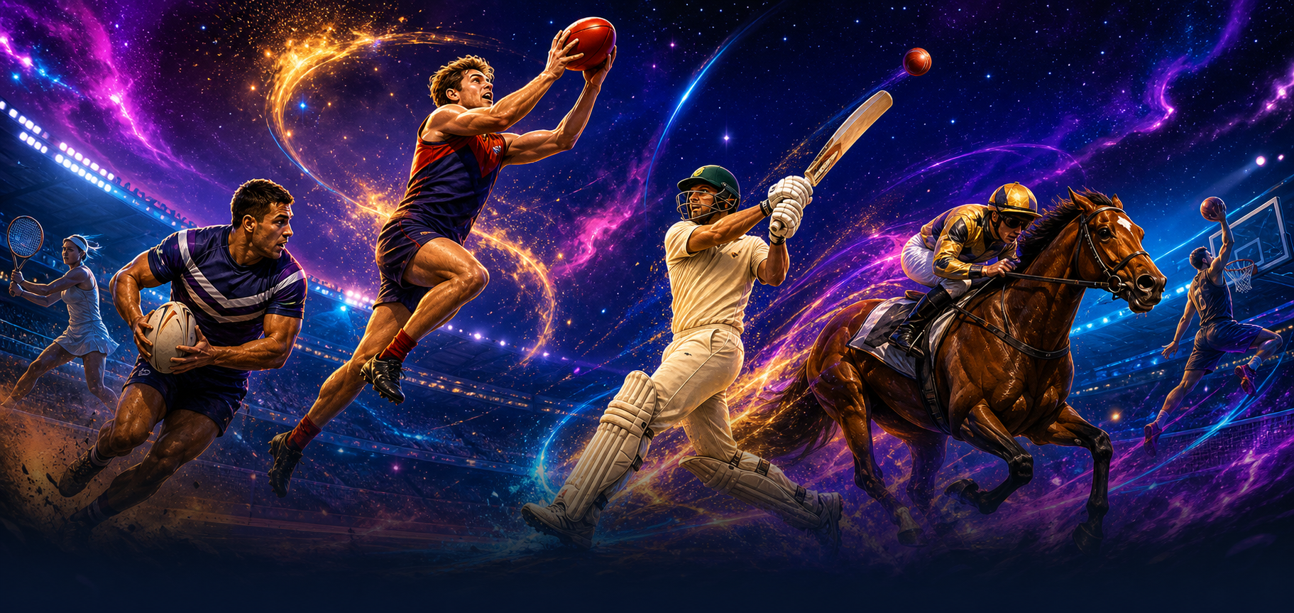 Aussie Rules, rugby league, cricket, horse racing, tennis and basketball in the Astromania sportsbook